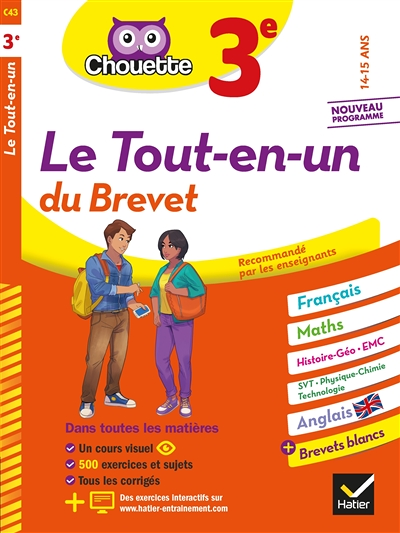 Chouette Le Tout-en-un du brevet 3e - cahier de révision et d'entraînement dans toutes les matières