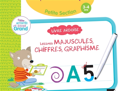 Livre ardoise - Lettres majuscules, chiffres, graphisme PS (Cartonné)