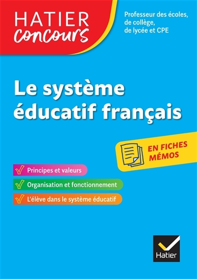 Concours enseignement - Le système éducatif français en fiches mémos - 2023-2024 - Révision (Broché)
