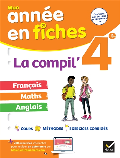La Compil' 4e (tout-en-un) : français, maths et anglais - fiches de révision dans toutes les matière
