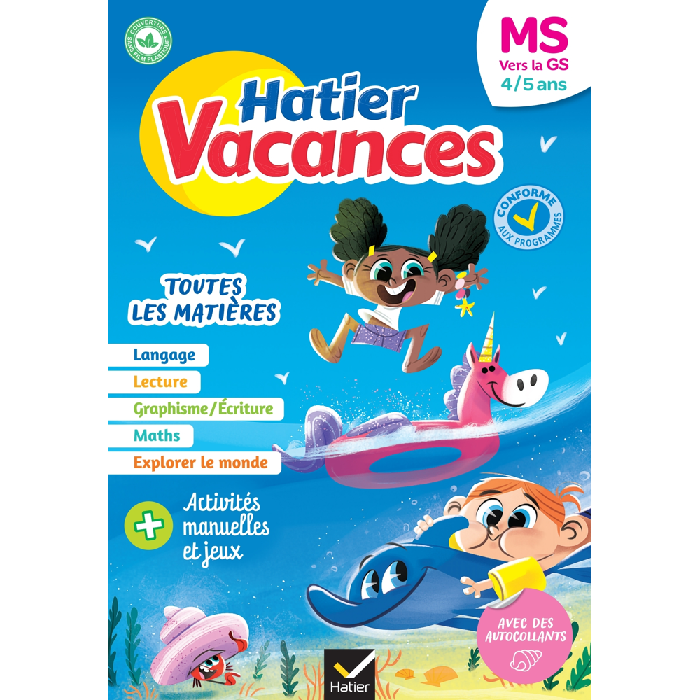 Cahier de vacances 2023 de la Moyenne section vers la Grande section 4/5 ans - pour réviser son anné