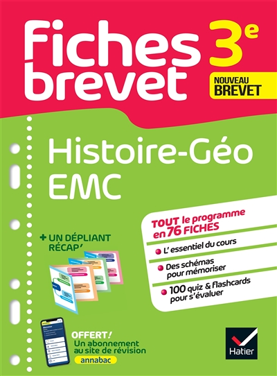 Fiches brevet Histoire-Géographie EMC 3e Brevet 2024 - fiches de révision & quiz (Broché)