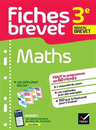 Fiches brevet Maths 3e Brevet 2024 - fiches de révision & quiz (Broché)