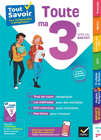 Tout savoir 3e Spécial brevet - Tout en un - cours, méthodes et exercices dans toutes les matières (