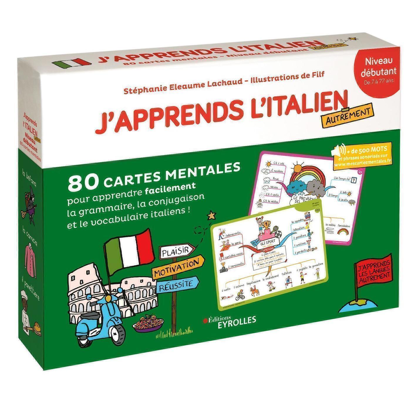 J'apprends l'italien autrement - niveau débutant - 80 cartes mentales pour apprendre facilement la g
