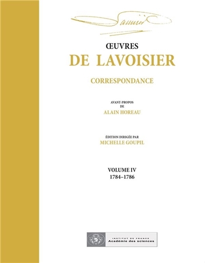 OEuvres de Lavoisier : Correspondance, Volume IV (1784-1786) (Broché)