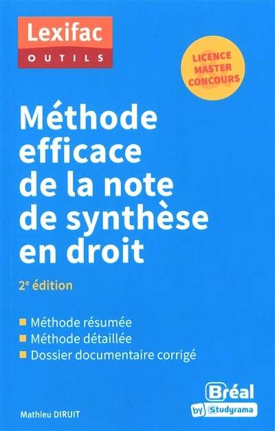 Méthode efficace de la note de synthèse en droit - 2e édition (Broché)