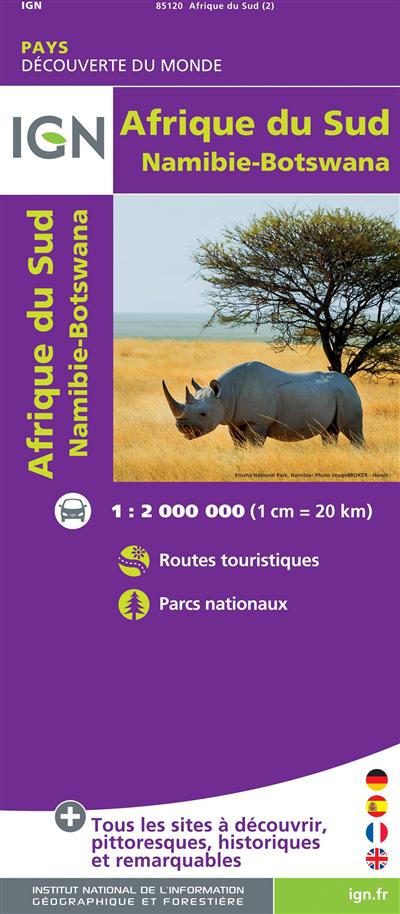 AFRIQUE DU SUD NAMIBIE BOTSWANA (Carte)