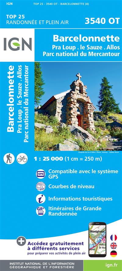 3540OT BARCELONNETTE PRA LOUP LA SAUZE ALLOS PN MERCANTOUR (Carte)