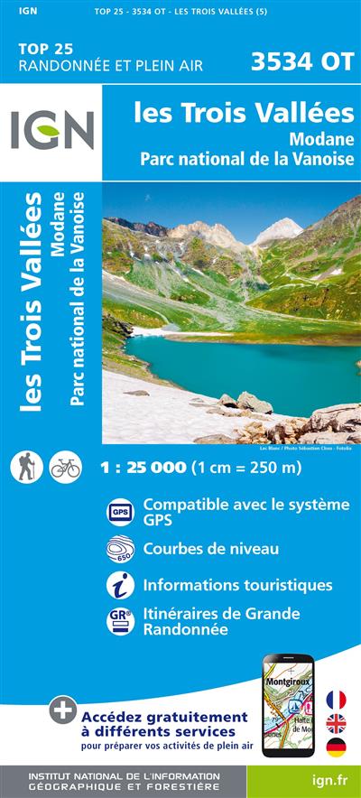 3534OT LES TROIS VALLEES, MODANE PN DE LA VANOISE / RECTO (Carte)