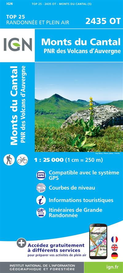 2435OT MONTS DU CANTAL PNR DES VOLCANS D'AUVERGNE (Carte)