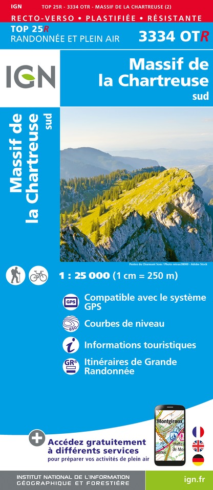 3334OTR MASSIF DE LA CHARTREUSE SUD RESISTANTE (Carte)