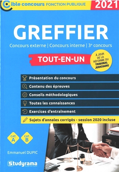Greffier 2021 - Concours externe/concours interne/3e concours (Broché)