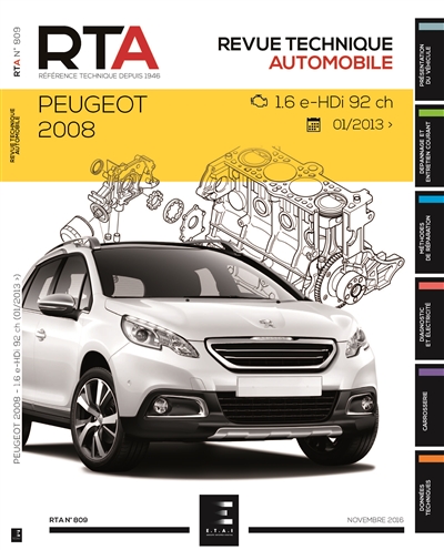 Revue technique automobile - Numéro 809 : Peugeot 2008 1.6e-HDi 92 ch, 01.2013 (Revue)