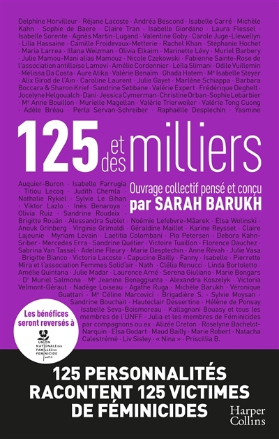 125 et des milliers - 125 personnalités racontent 125 victimes de féminicides (Broché)