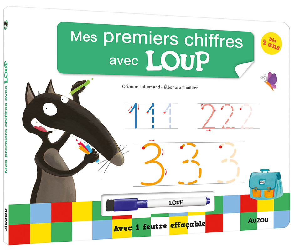 LIVRE ARDOISE - MES PREMIERS CHIFFRES AVEC LOUP (Cartonné)