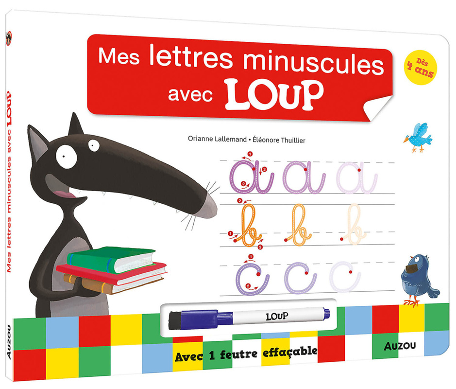 LIVRE ARDOISE - LES LETTRES MINUSCULES AVEC LOUP (Cartonné)