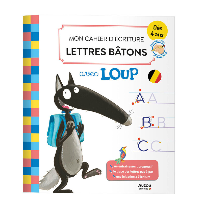 MON CAHIER D'ÉCRITURE LETTRES BÂTONS AVEC LOUP (Broché)